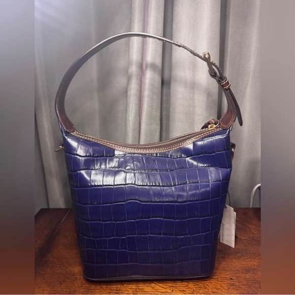 Dooney & Bourke Blue Croc-Embossed Shoulder Bag - Picture 3 of 7